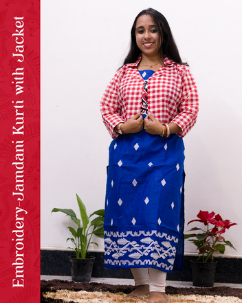 Embroidery Jamdani Kurti with Jacket