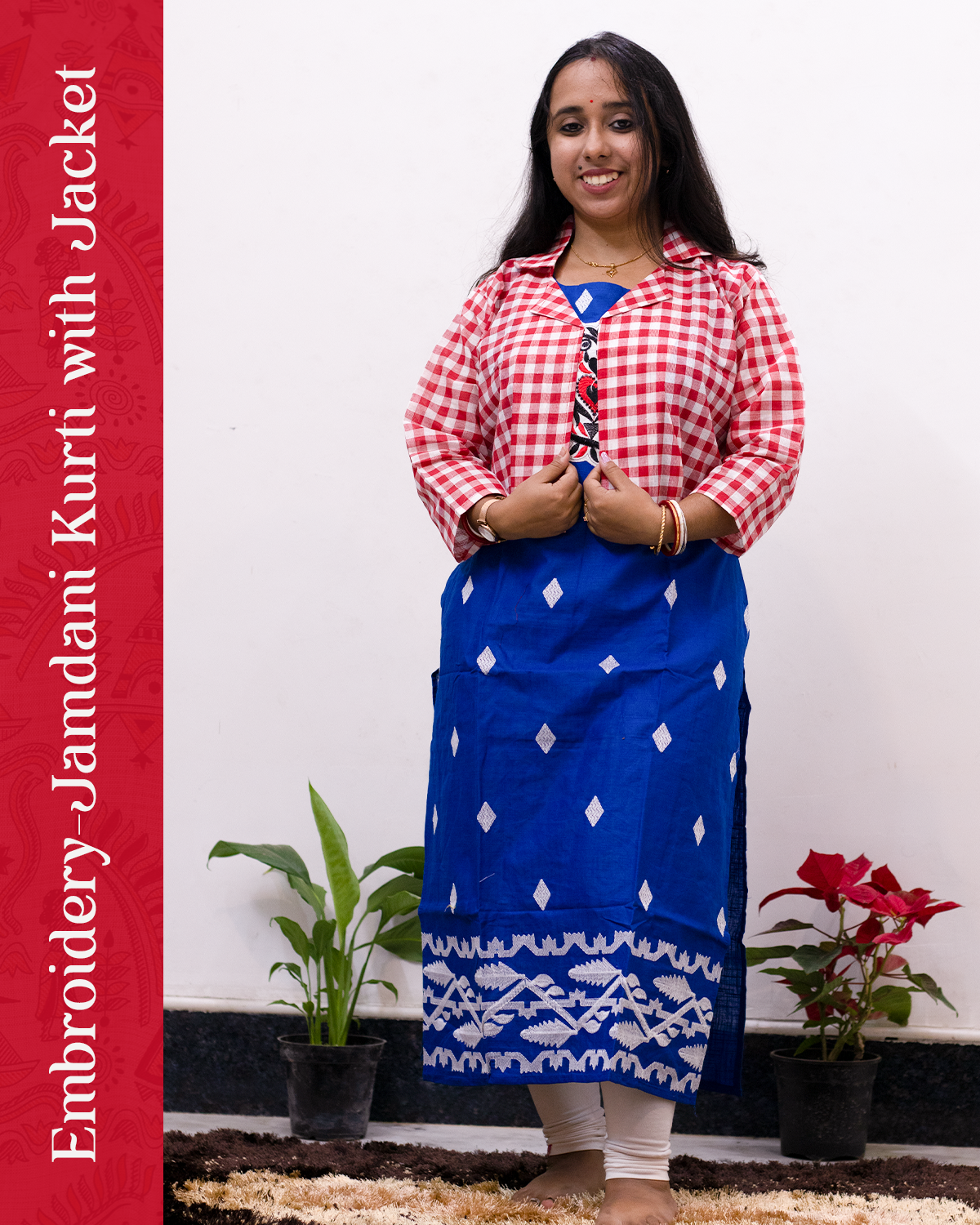 Embroidery Jamdani Kurti with Jacket