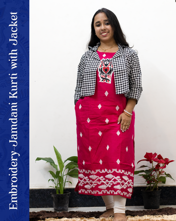 Embroidery Jamdani Kurti with Jacket
