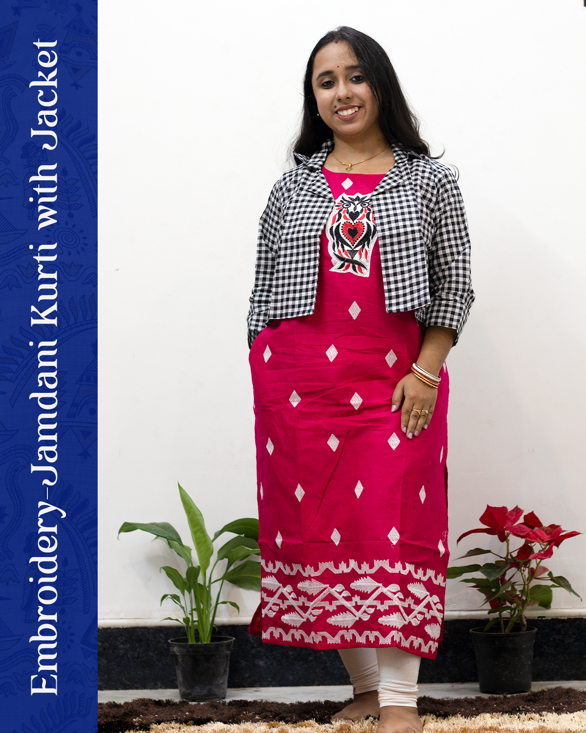 Embroidery Jamdani Kurti with Jacket