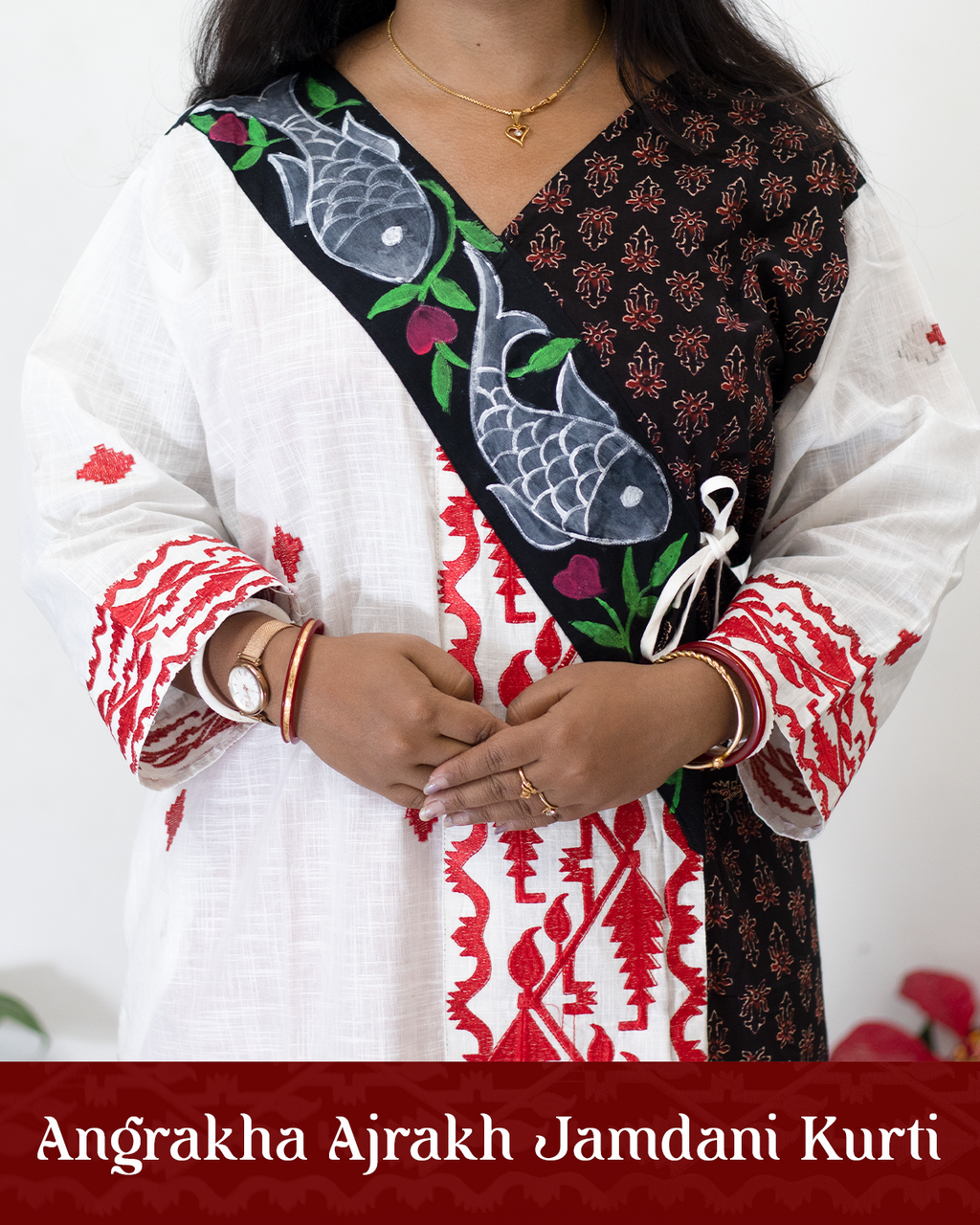 Angrakha Ajrakh Jamdani Kurti