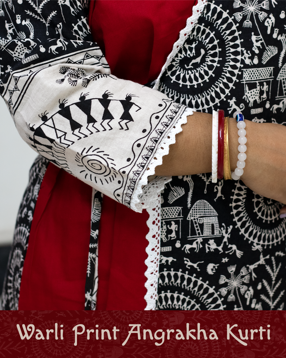Warli Print Angrakha Kurti