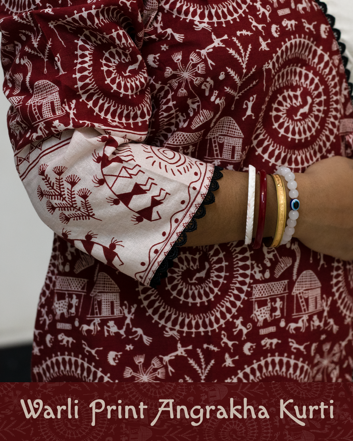 Warli Print Angrakha Kurti