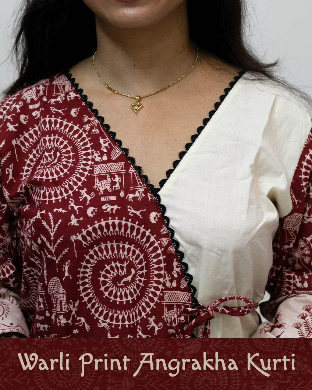 Warli Print Angrakha Kurti