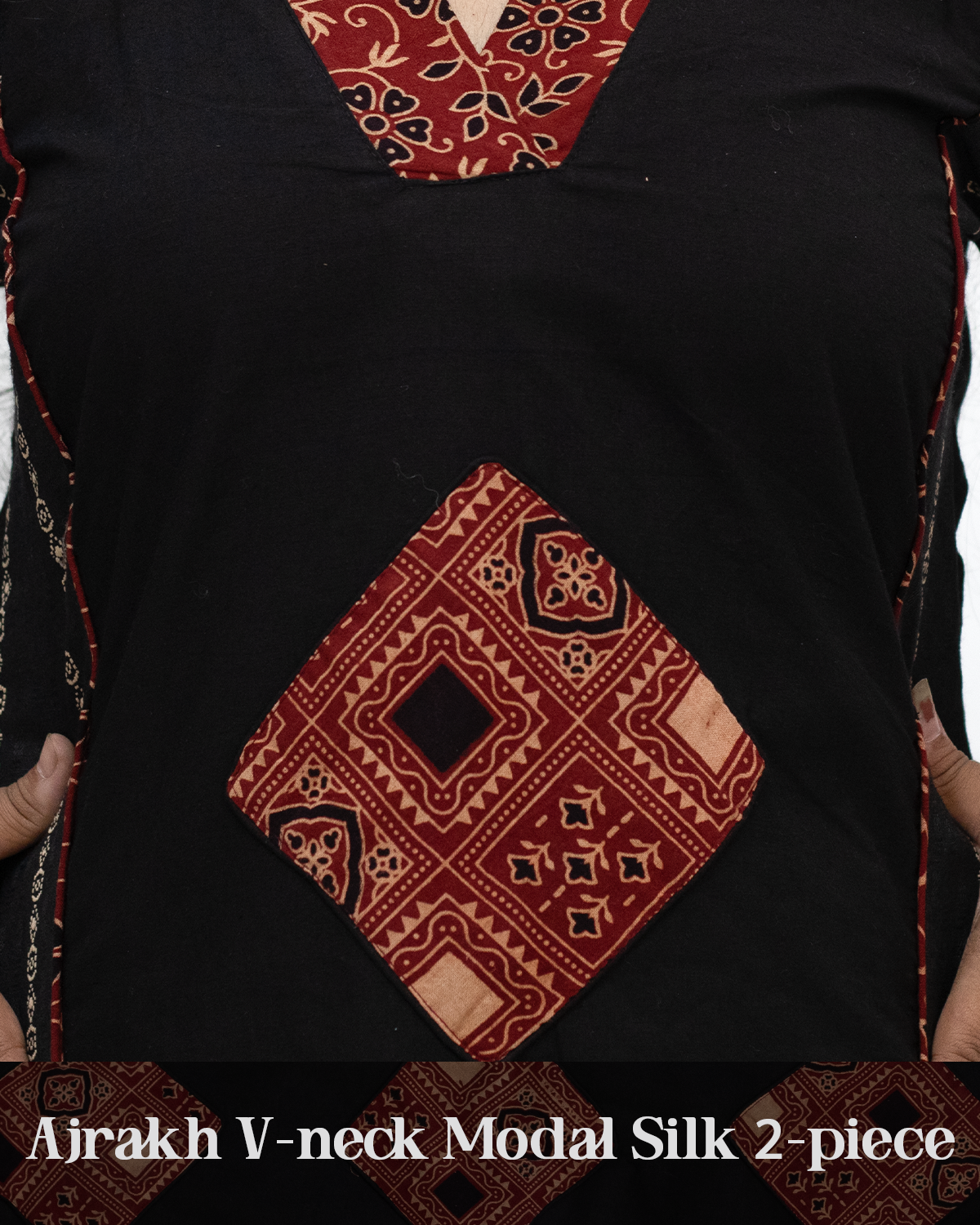 Ajrakh V-Neck Modal Silk 2-Piece