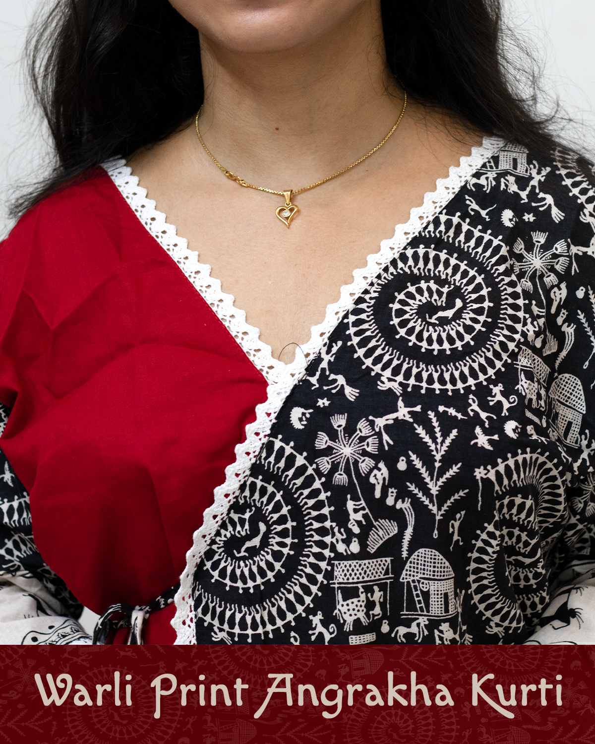 Warli Print Angrakha Kurti
